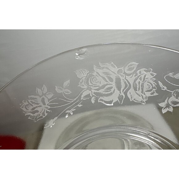 8 Vtg Clear Glass Plates 6" With Floral Rose Etched Design Bread Dessert Saucer - Picture 16 of 16